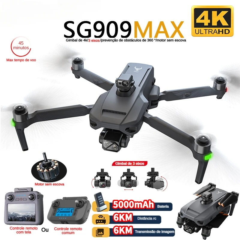 Drone Gimbal - プロのドローン,4kカメラ,3軸ジンバル,5g,ZLL-SG909障害物回避,タッチスクリーン,fpv,ブラシレス,rc,zll,360