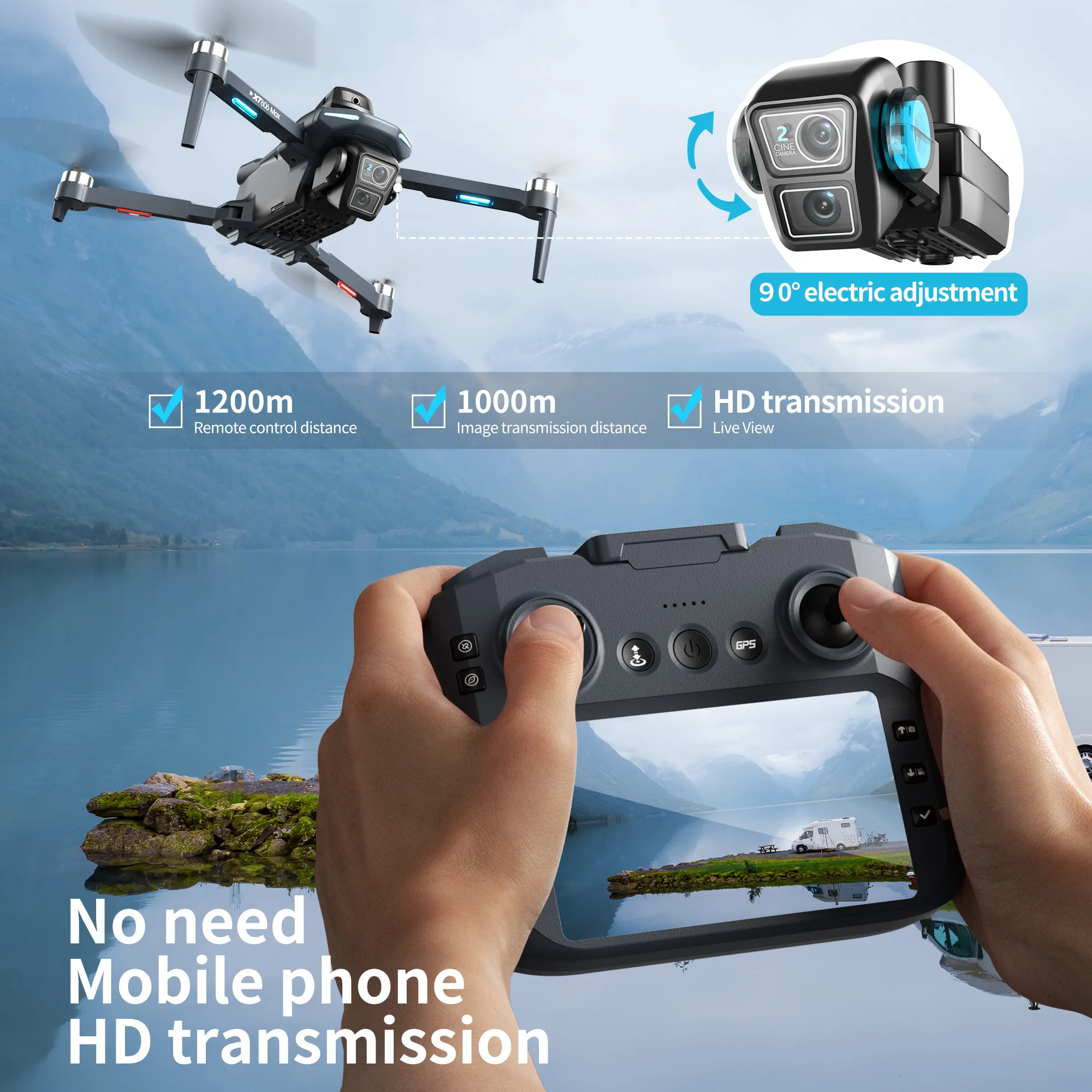 オリジナルXT606 MAX GPSドローン HD 8K プ - Drone Gps Mount のレビューと価格